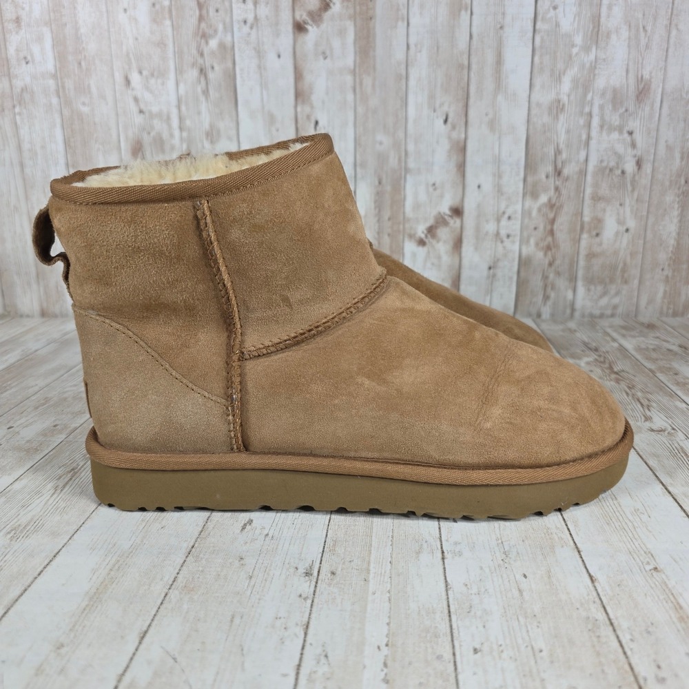 UGG Classic Mini II Ankle Boots Chestnut Suede Shearling‎ Lined Women's